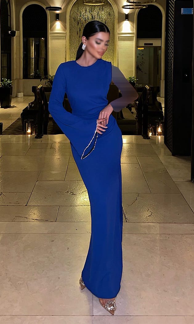 جدیدترین مدل لباس مجلسی بلند دانتل آبی رنگ