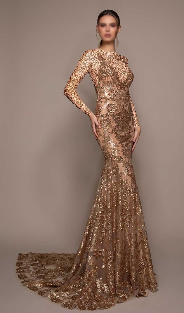 جذاب ترین مدل لباس مجلسی طلایی پولکی