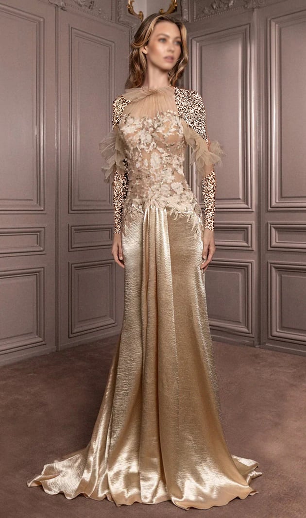 شیک ترین لباس مجلسی طلایی ساتن آینه ای براق