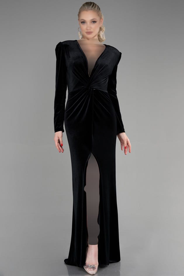زیباترین مدل لباس های مجلسی بلند آستین دار ماکسی مخملی
