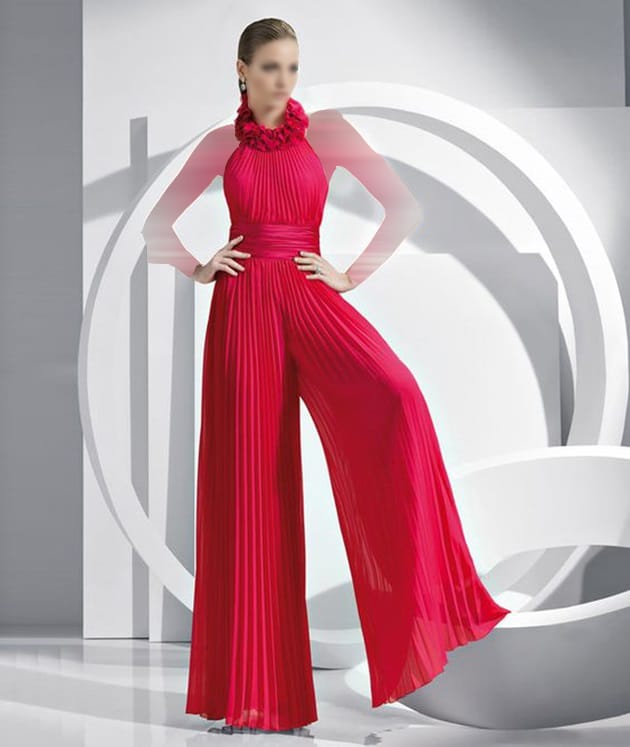 زیباترین مدل لباس اورال مجلسی پلیسه قرمز رنگ