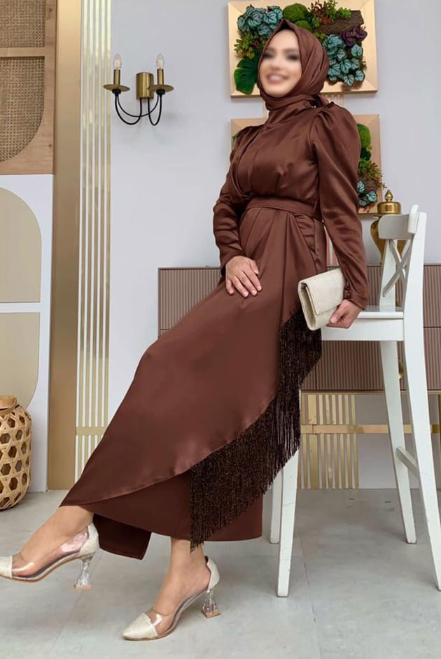 زیباترین مدل لباس مجلسی ساتن بلند شیک و جذاب ترکی