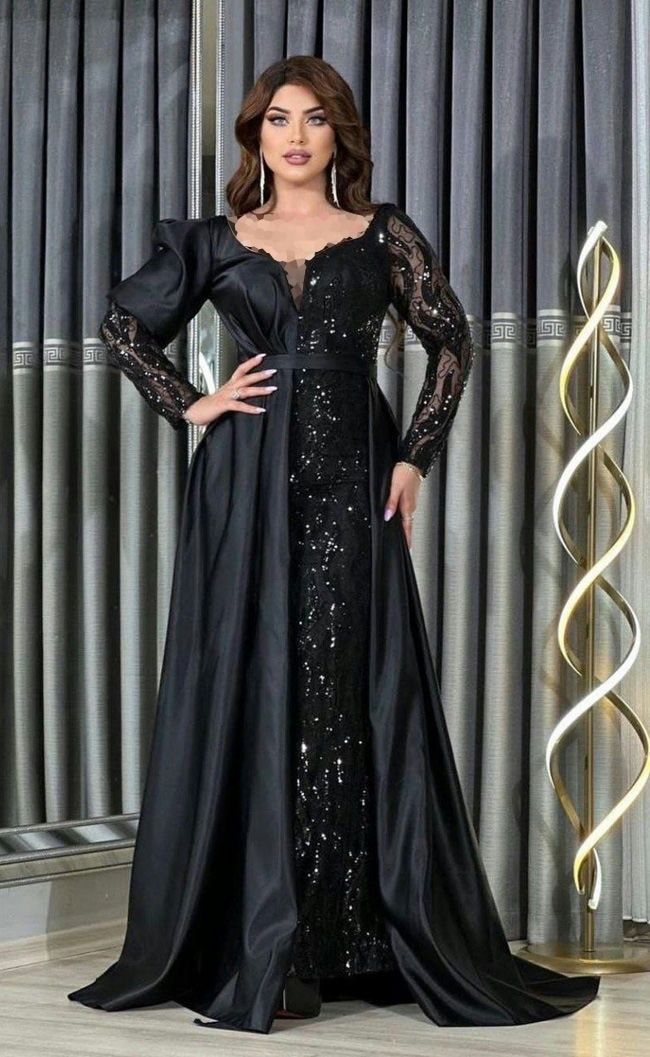 پیراهن مجلسی پوشیده زیبا، شیک و جذاب مشکی (همون رنگ عشقه)