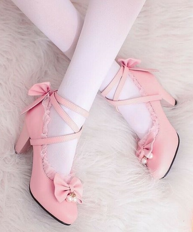 لاکچری ترین کفش مجلسی دخترانه صورتی بندی شیک و جذاب
