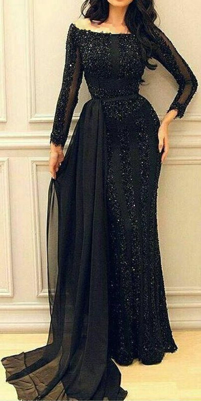 جدیدترین مدل های لباس شب بلند یقه قایقی مشکی ترند سال جدیدترین مدل های لباس شب بلند یقه قایقی مشکی ترند سال