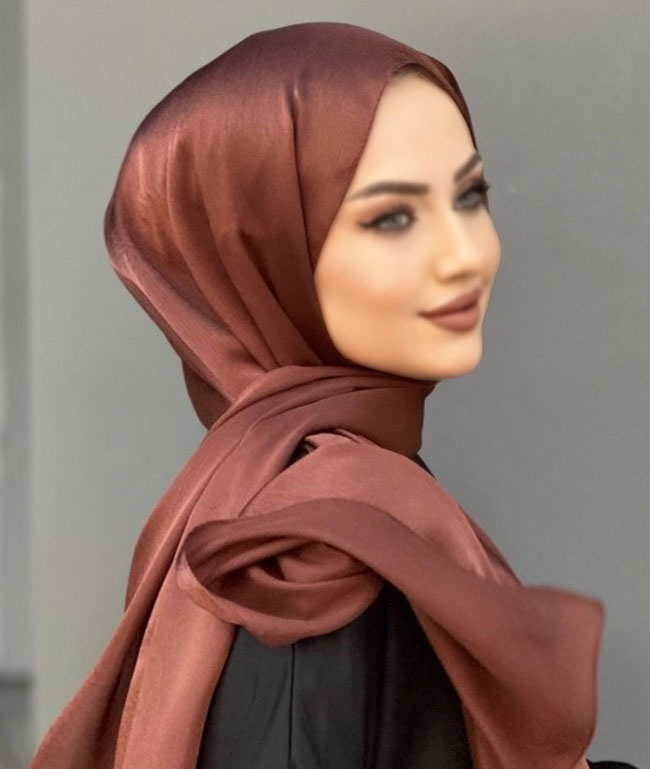زیباترین شال های مجلسی جدید ساتن قهوه ای شیک، جذاب و لاکچری