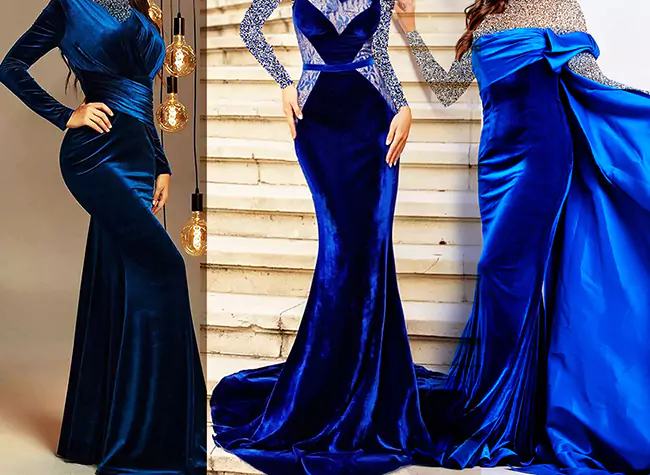 لباس مجلسی مخمل آبی