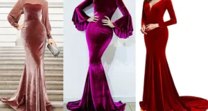 لباس مجلسی مخمل آستین دار