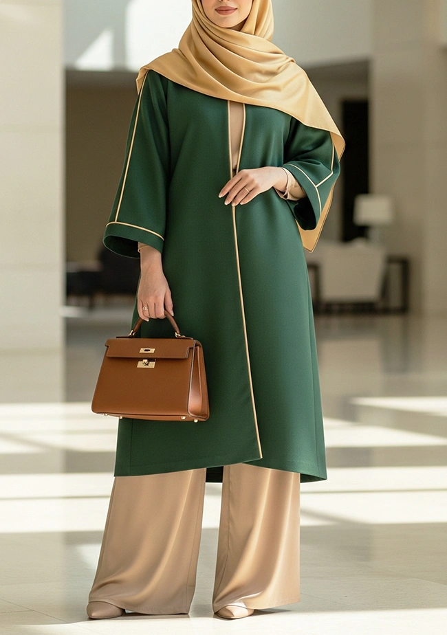 استایل تابستانی زیبا و خاص با مانتو مجلسی بلند سبز و شلوار کرم و کیف لاکچری استایل تابستانی زیبا و خاص با مانتو مجلسی بلند سبز و شلوار کرم و کیف لاکچری