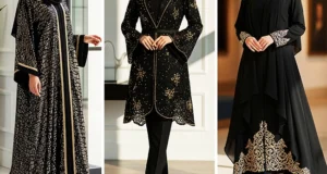 مانتو مشکی طلایی پوشیده