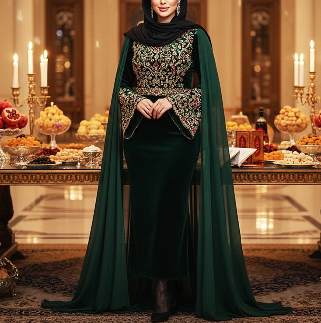 زیباترین پیراهن سبز یلدایی مخمل زنانه با دامن پرحجم و طراحی خاص زیباترین پیراهن سبز یلدایی مخمل زنانه با دامن پرحجم و طراحی خاص