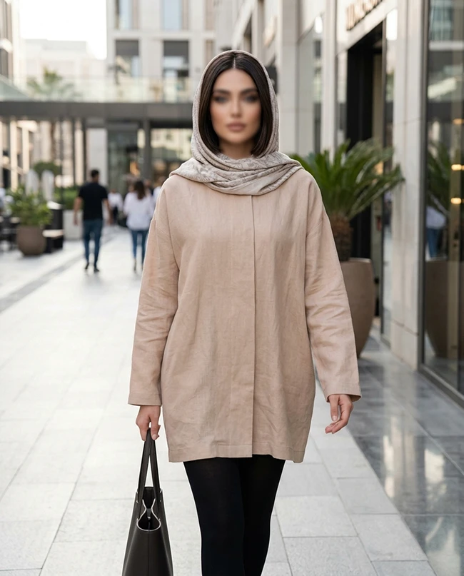مدل مانتو اسپرت دخترانه ترند ۱۴۰۵ با طراحی اورسایز و پارچه لنین خنک