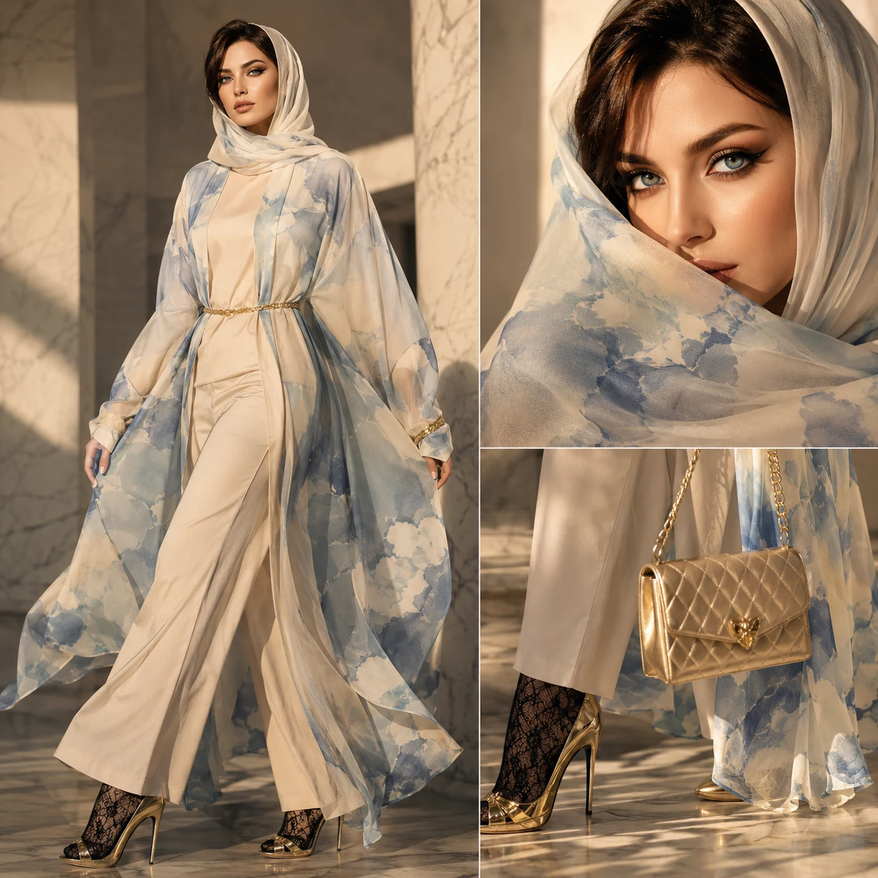 کالکشنی از زیبایی و شیک پوشی با مانتو حریر آبرنگی زیبا و پوشیده
